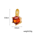 Detail of red zircon pendant in 6-claw setting with 0.9cm height and 0.5cm width dimensions - October (Dark Red)