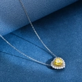 925 silver necklace with heart-shaped yellow diamond pendant and double halo stones - 925 Silver / Yellow