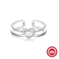 Polished S925 sterling silver double layer ring featuring a delicate heart knot - Style 4-Heart Knot Braided