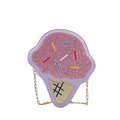 Cute purple ice cream cone crossbody bag with pink sequins and gold chain strap - Purple