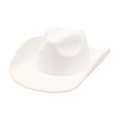 Classic white felt western cowboy hat with wide curled brim and structured fedora crown - One Size / White