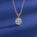 Elegant gold necklace with a round-cut sparkling gemstone in a six-prong setting - One-carat Gold Rabbit Necklace Xl-75
