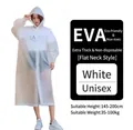 White translucent EVA hooded raincoat with drawstring and elastic cuffs for adults - One Size / Thickened White (Adult Straight Cuff)