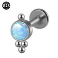 G23 titanium labret stud with blue opal and four small balls decorative design - G23 Titanium 1.2*6mm / Style 5-Blue Opal (OP26)