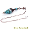 Antique copper green turquoise hexagonal cone pendulum pendant with crystal beads - Antique Bronze Turquoise