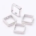 Lot de quatre cadres carrés en métal argenté pour la fabrication de bijoux DIY et artisanat - DE 8mm DI 6,5mm (Pour perles de 6mm) / Or Blanc