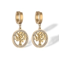 Pendientes de Árbol de la Vida bañados en oro con cristales de circonita para mujer - Dorado