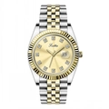Elegant two-tone stainless steel lady watch with gold dial and crystal hour markers - Gold Case Gold Dial