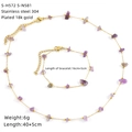 Detail of 18k gold plated stainless steel jewelry set with natural amethyst stones - Amethyst-like Stone Style (S-H572 S-N581)