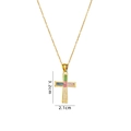 Gold cross necklace featuring vibrant multi-color zircon stones, sized 3.2cm by 2.1cm - Gold Multicolor Zircon Cross (A761)