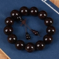 Blood Sandalwood Buddhist beads bracelet with golden specks on dark wood texture - Gourd Style (20200527) / 13 Pieces/Pack / Black Red Gold Star (18mm)