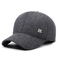 Men's winter baseball cap in dark gray wool blend with R Sport metal logo - Adjustable / Gray