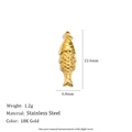 18K gold plated stainless steel fish pendant charm showing measurements and weight - Fish Pendant - Gold