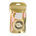 Self-adhesive false eyelashes kit with pink applicator and spoolie brush in gold pouch - Style #102A Set