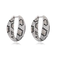 Hoop earrings with leopard pattern zircons in gold and black finish for women - 1 Pair / Silver Champagne Zirconia Leopard Earrings