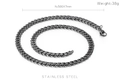 Collar de cadena cubana de 7mm de acero inoxidable en acabado plata antigua para hombre - Eslabón Cubano de Corte de Borde (KN108180-Z) / 7mm de Ancho 50cm de Largo (38g)