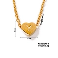 Gold heart-shaped necklace with letter Y engraving and delicate 45cm link chain - Letter-Y