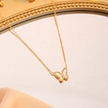 Γαλλικό κολιέ πεταλούδα με επιχρύσωση 18k και λευκό κοχύλι πάνω σε μεταξωτό ύφασμα - Κολιέ / Χρυσό