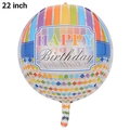 Detailed view of a 22 inch transparent 4D balloon with colorful stripes and Happy Birthday text - Transparent Striped Style