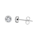 Elegant S925 sterling silver stud earrings featuring round-cut cubic zirconia in silver - Silver 4mm Solitaire Style (APE33-P-4mm)