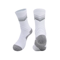Thick white basketball crew socks with grey geometric arch support and reinforced heel - Kids One Size / White/Grey