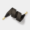 Bohemian style wide woven strap for Kelly or Evelyn bags in black and brown geometric wave pattern - L 70cm W 5cm / Black Strap Gold Buckle