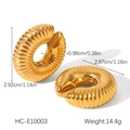 Detailed size parameters and spiral texture of the golden hollow stainless steel ear clip - Gold Spiral Texture Style (HC-E10003)