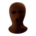 Winter thermal three-hole knitted balaclava mask for skiing in deep brown finish - 3-Hole Design / Dark Brown