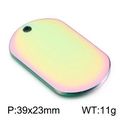 Iridescent rainbow titanium steel rectangle dog tag pendant 39x23mm fashion accessory - Polished 39*23mm / Colorful