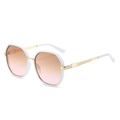 Occhiali da sole geometrici bianchi oversize con lenti sfumate e aste in metallo dorato - Montatura Bianca Lenti Tè Rosa