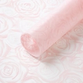 Pink embossed rose pattern wrapping paper roll with waterproof matte floral texture - Light Pink