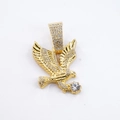 Hip hop eagle pendant in gold finish with sparkling crystals on a Cuban link chain - Gold Pendant Only