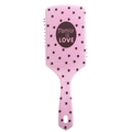Pink air cushion paddle hairbrush with brown dots and Family is LOVE text design - Harbor of Love - Family is LOVE