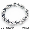 Poliertes Edelstahl-Armband mit Nagel-Haken-Gliedern, 240x12mm, 62g in Silberoptik - Armband (24cm) / Stahlfarbe