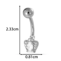 Silver crown navel ring with zircon crystals and oval drop pendant 2.33cm length - Crown Style - Silver (0198-1#银)
