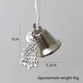 Silver vintage metal Christmas bell with a Christmas tree pendant and white ribbon bow - Christmas Tree with Small Bells