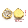 Golden rose flower enamel charm for DIY jewelry, white finish pendant 16x13.5mm - Irregular Rose / White
