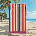 Microfiber beach towel featuring vibrant vertical red, orange and blue stripes - 80*160cm / Five Color Stripes