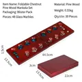 Foldable maroon pine wood Mancala board game with forty-eight colorful glass beads - Chestnut Pine Foldable Mancala