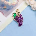 Purple grape alloy pendant with gold edges and green leaves for DIY jewelry making - 1 Piece/Pack (9x17mm)
