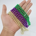 Mardi Gras kralenketting set groen paars goud kunststof feestkralen voor feestelijke viering - Set van 3 / Goud Groen Paars