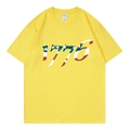 Yellow short sleeve T-shirt featuring a vintage 1776 graphic with American flag details - Yellow 318