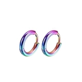 Minimalist rainbow plated stainless steel hoop earrings with glossy gradient finish - 14mm Pair / Colorful