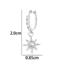Silver non-piercing star cuff earring with cubic zirconia wings, height 2.0cm - Star Style (2625-5#) / Silver