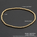 Golden 2mm stainless steel beaded bracelet featuring triple layers of gold plating - 2mm/100Pcs / Gold