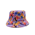 Double-sided reversible sun hat with colorful 3D abstract oil painting tie-dye print - One Size / Abstract Art Color Block Brush Strokes Style (05)