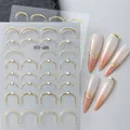 Pegatinas de uñas 5D con relieve estilo francés con líneas doradas y strass, modelo STZ-J05 - STZ-J05 (Cadenas de cuentas doradas con pedrería)