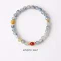 Detailed view of azurite beaded bracelet with golden spacers and natural textures - Azurite Mixed Treasure Style (WB335)