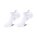 White crew athletic running socks with cushioned heel and arch support compression - One Size (37-45) / White Grey Heel Tab Style