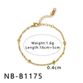 Gold plated stainless steel braided chain bracelet with small beads for women - Twist Knot Decor Beads (NB-B1175)